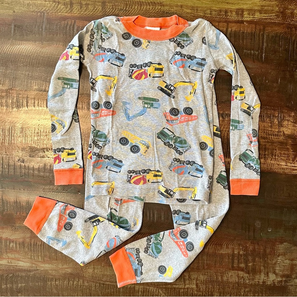 Hanna Andersson Construction Truck Pajamas - Gray and Orange